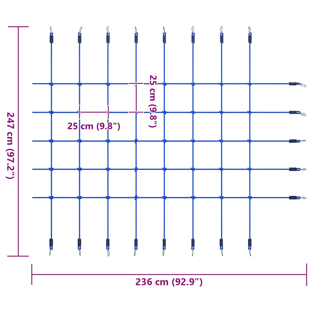 93175 vidaXL Climbing Net 200x150 cm Blue