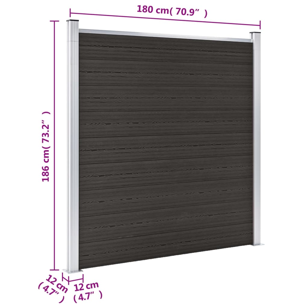 148972 vidaXL Fence Panel WPC 180x186 cm Black