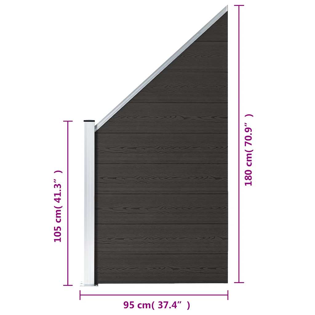 148974 vidaXL Fence Panel WPC 95x(105-180) cm Black