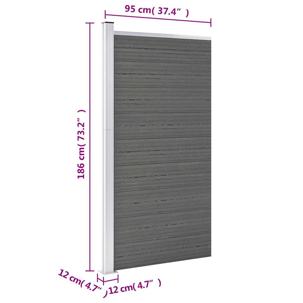 148978 vidaXL Fence Panel WPC 95x186 cm Grey
