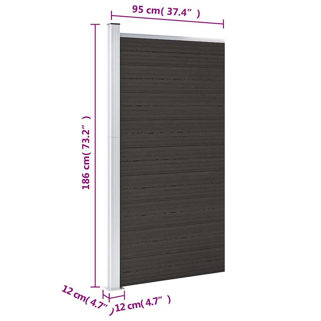 148979 vidaXL Fence Panel WPC 95x186 cm Black