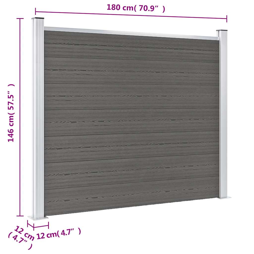 148982 vidaXL Fence Panel WPC 180x146 cm Grey