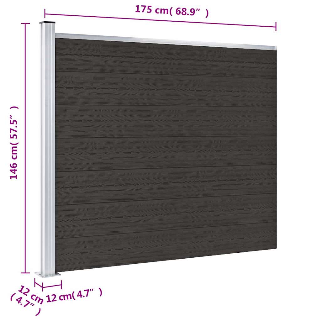 148985 vidaXL Fence Panel WPC 175x146 cm Black