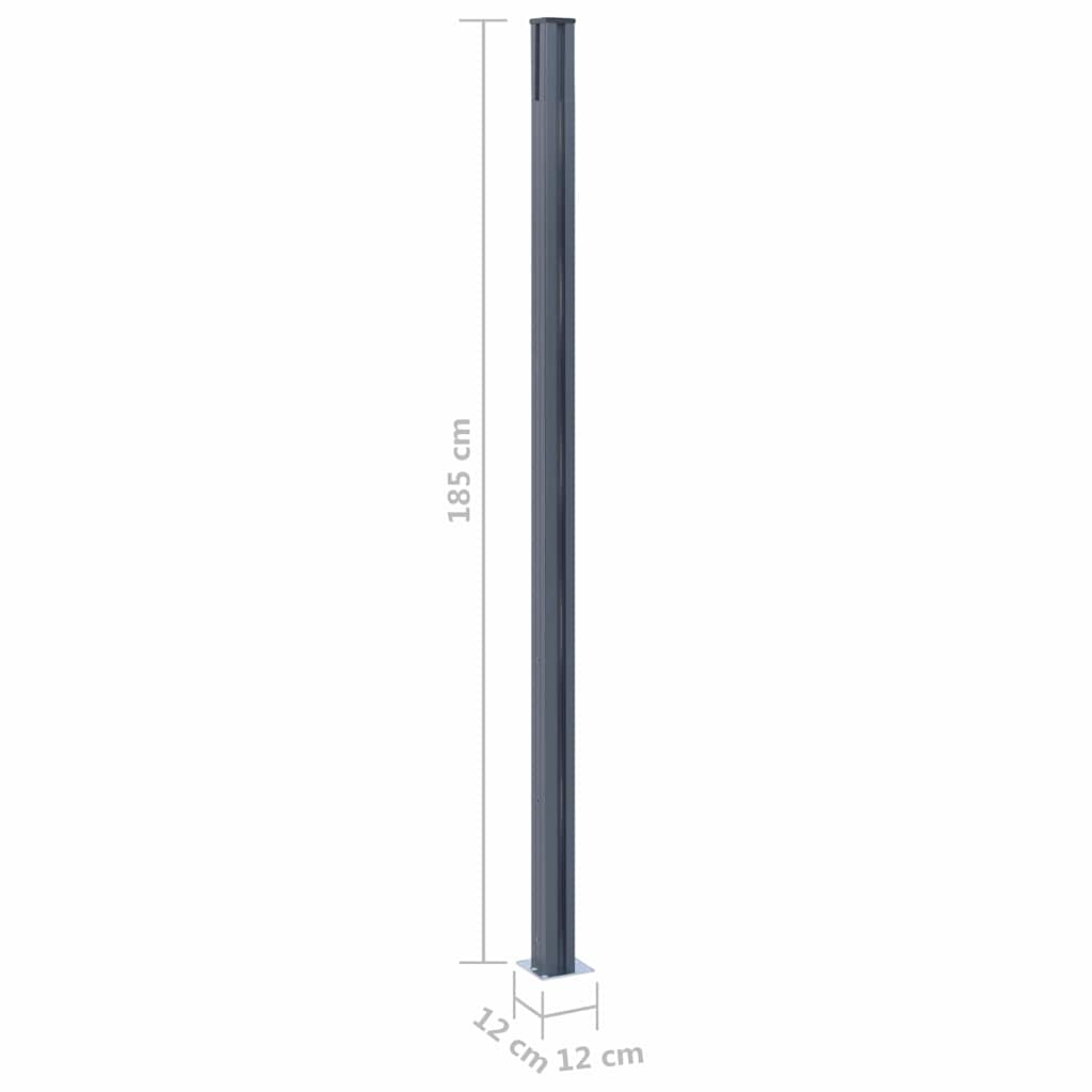 148987 vidaXL Fence Posts 3 pcs Dark Grey 185 cm Aluminium