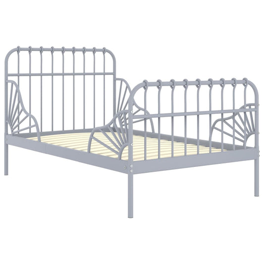 Extendable Bed Frame without Mattress Grey Metal 80x130/200 cm Extendable Bed Frame without Mattress Grey Metal 80x130/200 cm
