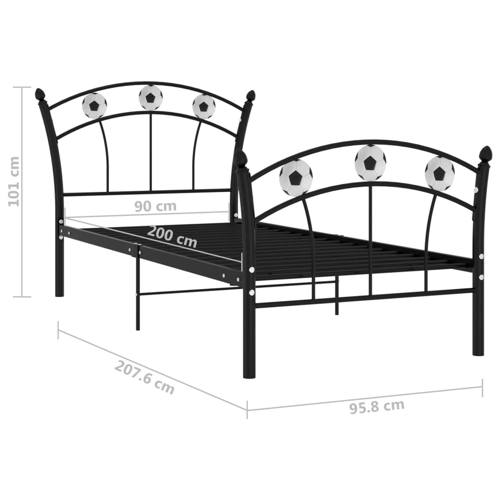 Bed Frame | Black | Powder-coated metal | Single | Durable | Bed Frame