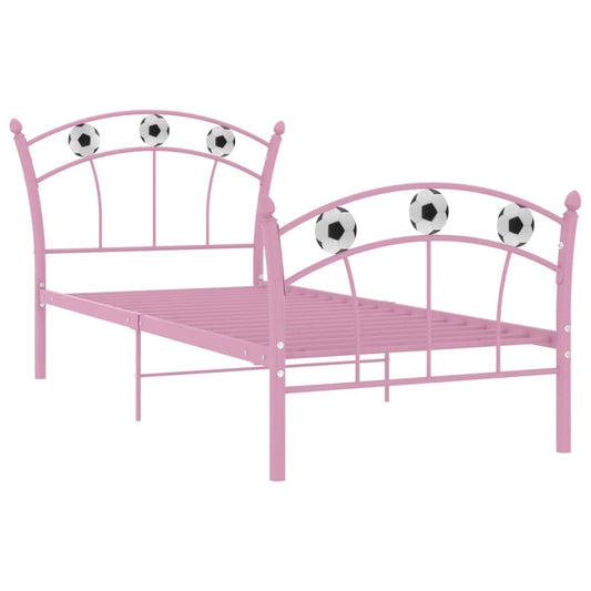 Bed Frame | Pink | Powder-coated metal | Single | Durable | Bed Frame Bed Frame | Pink | Powder-coated metal | Single | Durable | Bed Frame