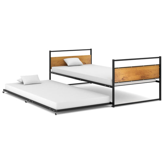 Pull-out Bed Frame without Mattress Black Metal 90x200 cm Pull-out Bed Frame without Mattress Black Metal 90x200 cm