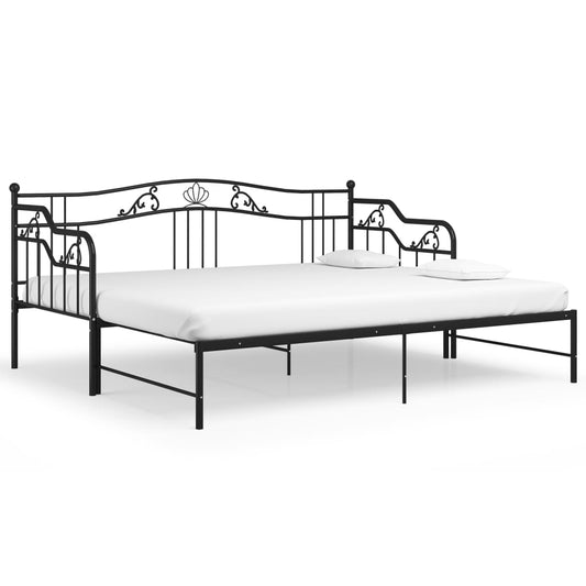Pull-out Sofa Bed Frame without Mattress Black Metal 90x200 cm Pull-out Sofa Bed Frame without Mattress Black Metal 90x200 cm