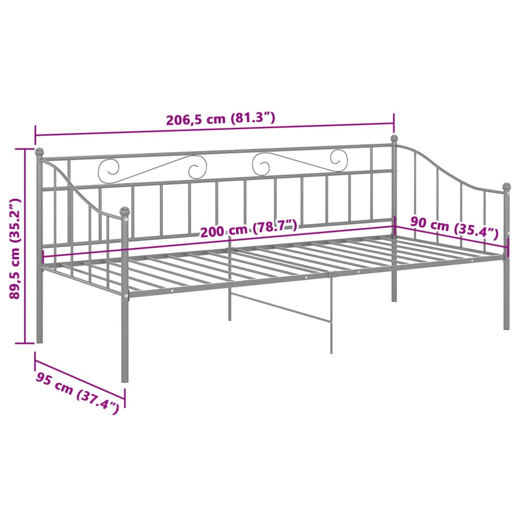 Sofa Bed Frame | Grey | Powder-coated metal | Single