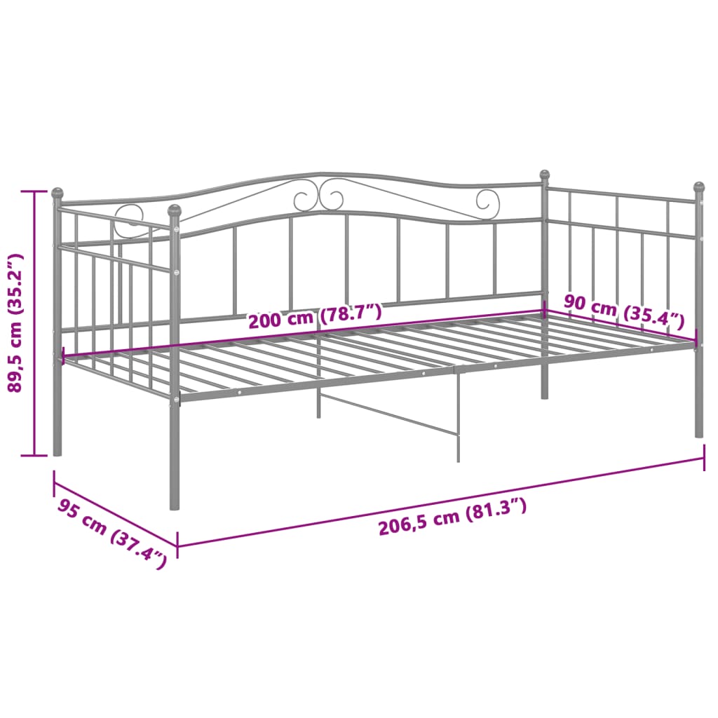 Sofa Bed Frame | Grey | Powder-coated metal | Single