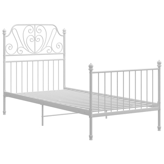 Bed Frame | White | Powder-coated metal | Single | Durable | Bed Frame Bed Frame | White | Powder-coated metal | Single | Durable | Bed Frame