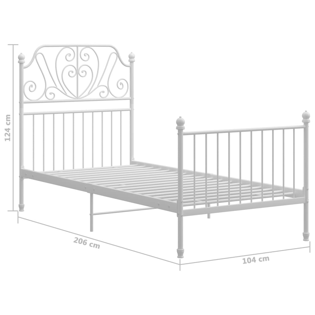 Bed Frame without Mattress White Metal 100x200 cm