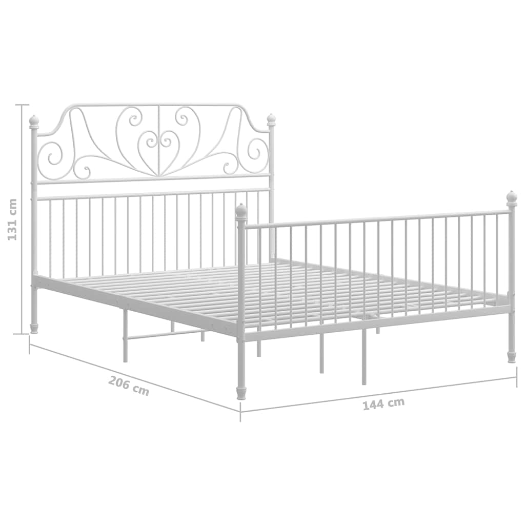 Bed Frame with Headboard without Mattress White 140x200cm Metal