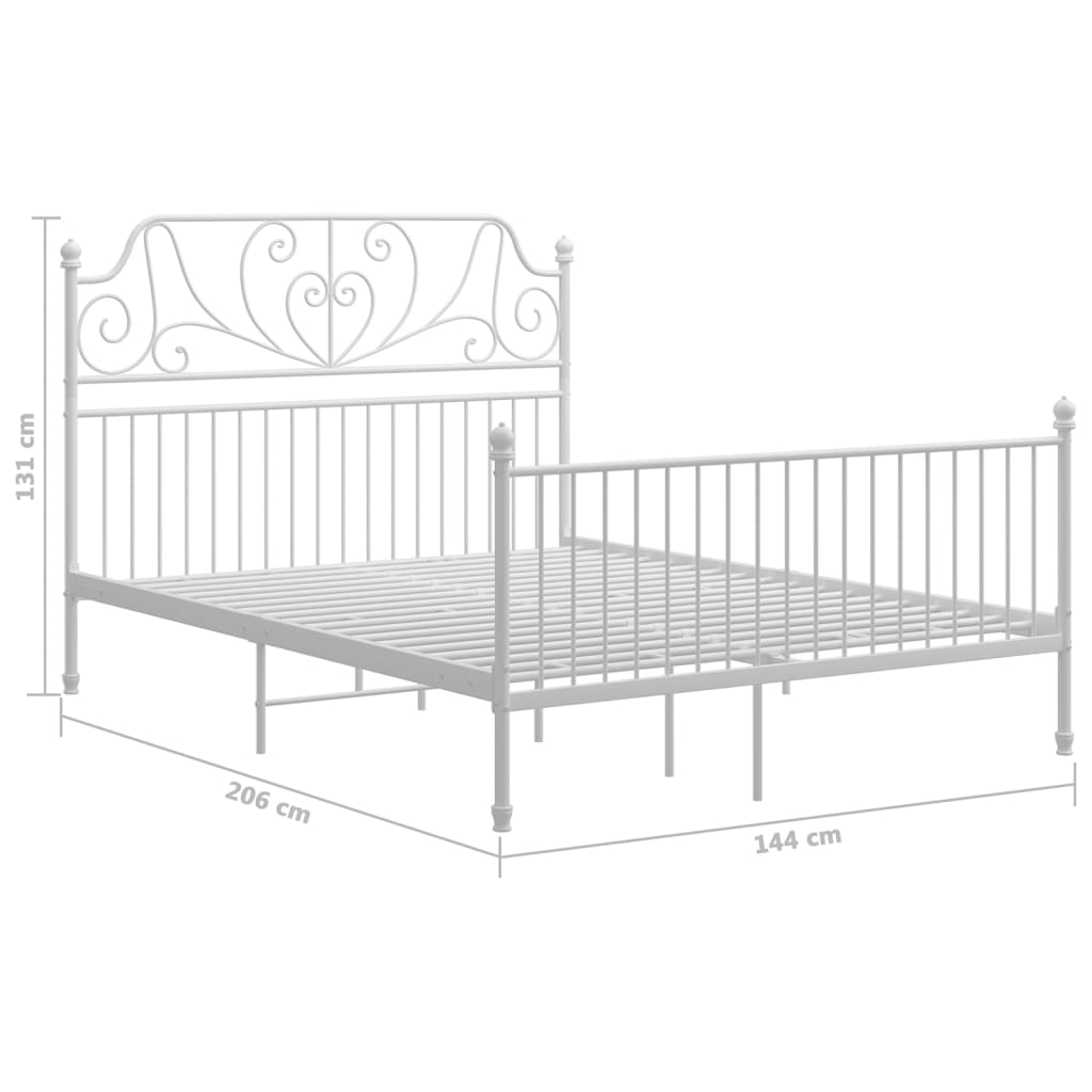 Bed Frame | White | Powder-coated metal | Double | Durable | Bed Frame