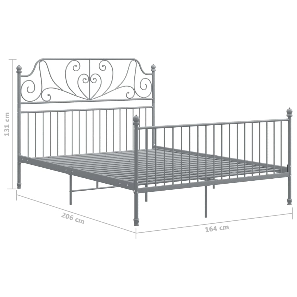Bed Frame | Grey | Powder-coated metal | Double | Durable | Bed Frame