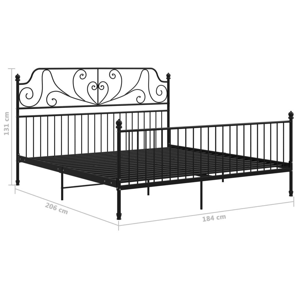 Bed Frame without Mattress Black Metal 180x200 cm