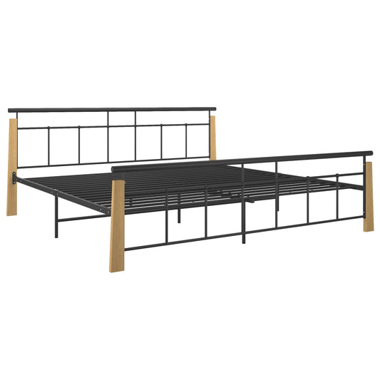 Bed Frame without Mattress Metal and Solid Oak Wood 200x200 cm Bed Frame without Mattress Metal and Solid Oak Wood 200x200 cm