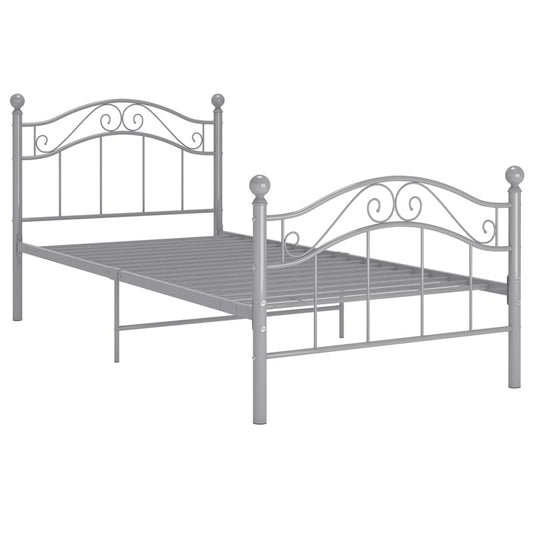 Bed Frame without Mattress Grey Metal 100x200 cm Bed Frame without Mattress Grey Metal 100x200 cm