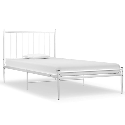 Bed Frame without Mattress White Metal 90x200 cm Bed Frame without Mattress White Metal 90x200 cm