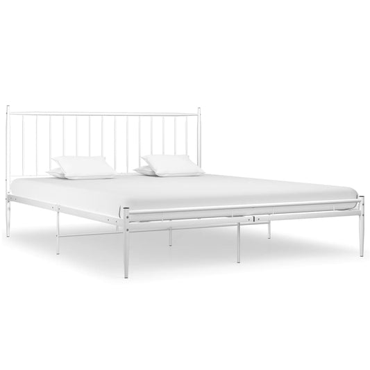 Bed Frame without Mattress White Metal 180x200 cm Super King Bed Frame without Mattress White Metal 180x200 cm Super King