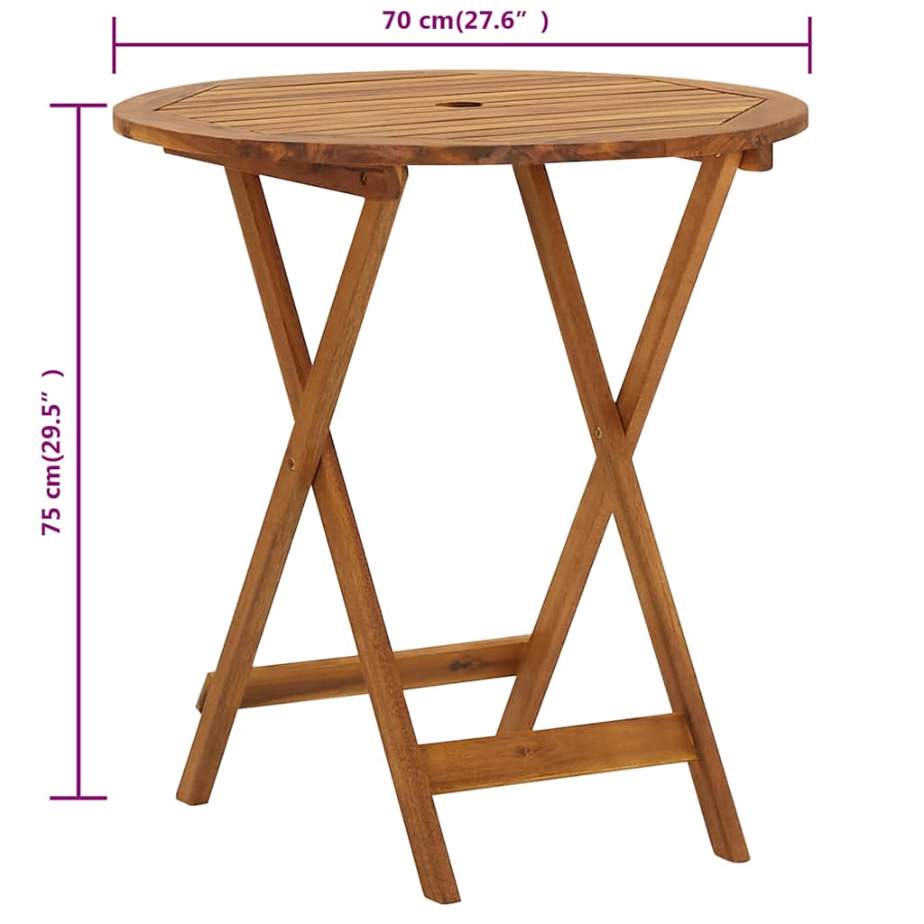 313596 vidaXL Folding Garden Table 70 cm Solid Acacia Wood