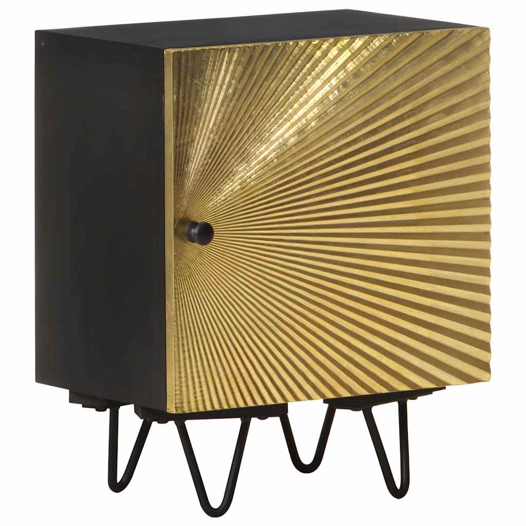 322680 vidaXL Bedside Cabinet with Brass Front 40x30x50 cm Solid Mango Wood