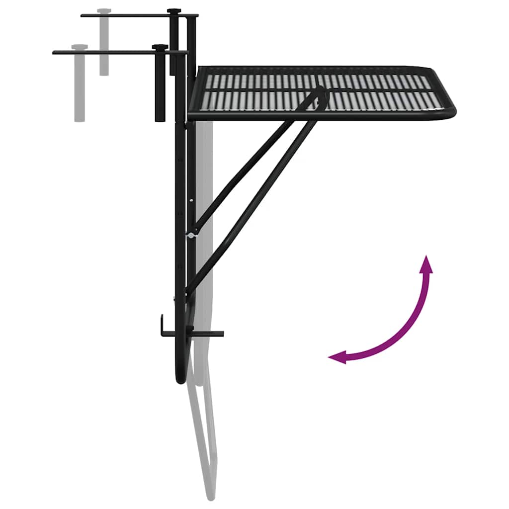 325924 vidaXL Balcony Table Black 60x40 cm Steel