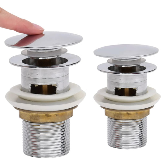 Push Drain with Overflow Function Chrome 6.4x6.4x9.1 cm Push Drain with Overflow Function Chrome 6.4x6.4x9.1 cm