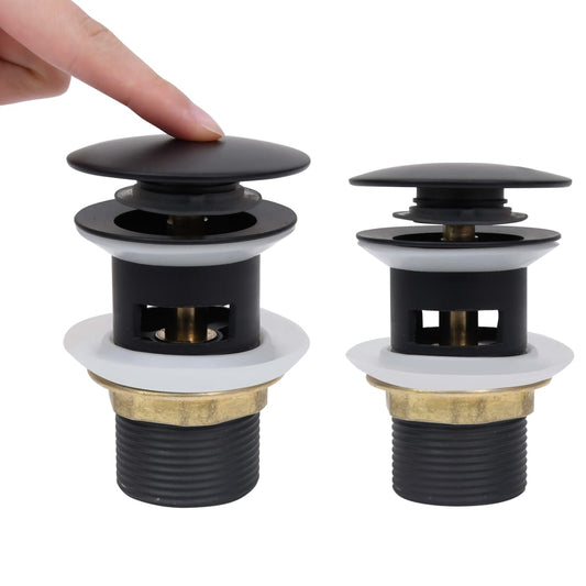 Push Drain with Overflow Function Black 6.4x6.4x9.1 cm Push Drain with Overflow Function Black 6.4x6.4x9.1 cm