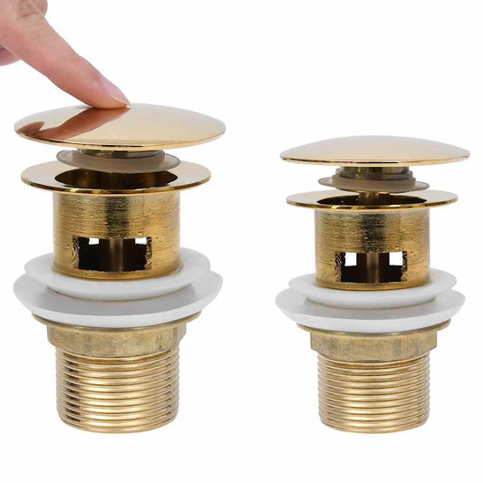 Push Drain with Overflow Function Gold 6.4x6.4x9.1 cm Push Drain with Overflow Function Gold 6.4x6.4x9.1 cm