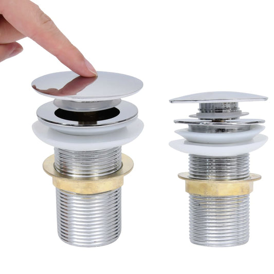 Push Drain without Overflow Function Chrome 6.4x6.4x9.1 cm Push Drain without Overflow Function Chrome 6.4x6.4x9.1 cm