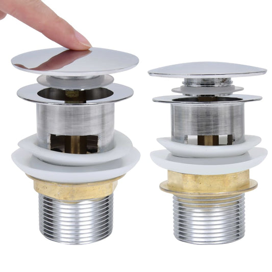 Push Drain without Overflow Function Silver 6.4x6.4x9.1 cm Push Drain without Overflow Function Silver 6.4x6.4x9.1 cm