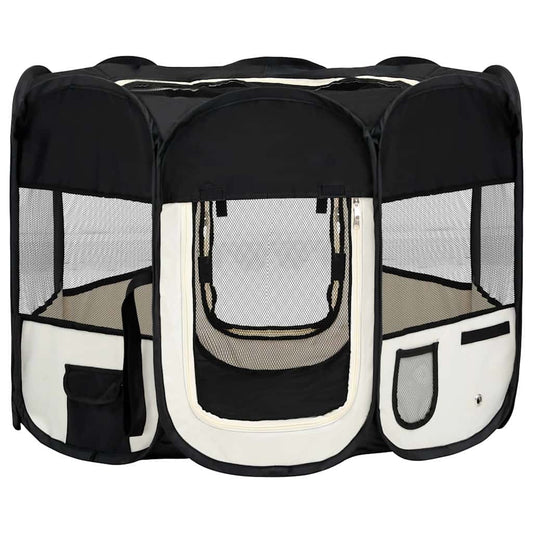 Foldable Dog Playpen with Carrying Bag Black 90x90x58 cm Foldable Dog Playpen with Carrying Bag Black 90x90x58 cm
