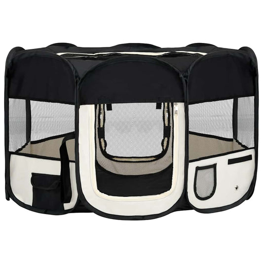 Foldable Dog Playpen with Carrying Bag Black 125x125x61 cm Foldable Dog Playpen with Carrying Bag Black 125x125x61 cm