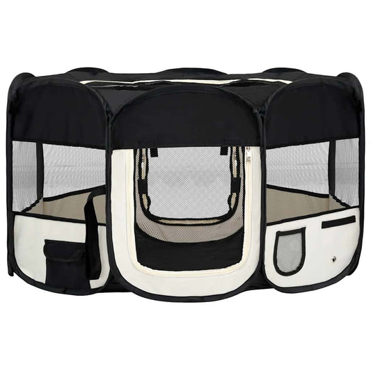Foldable Dog Playpen with Carrying Bag Black 145x145x61 cm Foldable Dog Playpen with Carrying Bag Black 145x145x61 cm