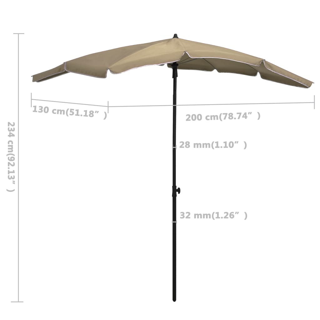 Garden Parasol | Taupe | Polyester, Steel | 200x130 cm | Tiltable