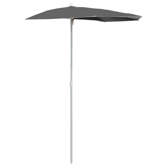 Garden Half Parasol with Pole 180x90 cm Anthracite Garden Half Parasol with Pole 180x90 cm Anthracite