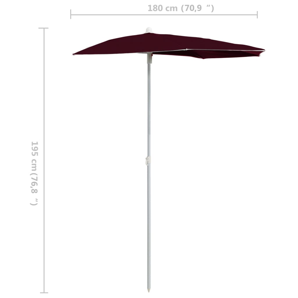 Garden Parasol | Bordeaux Red | Polyester, Steel | Medium | Collapsible