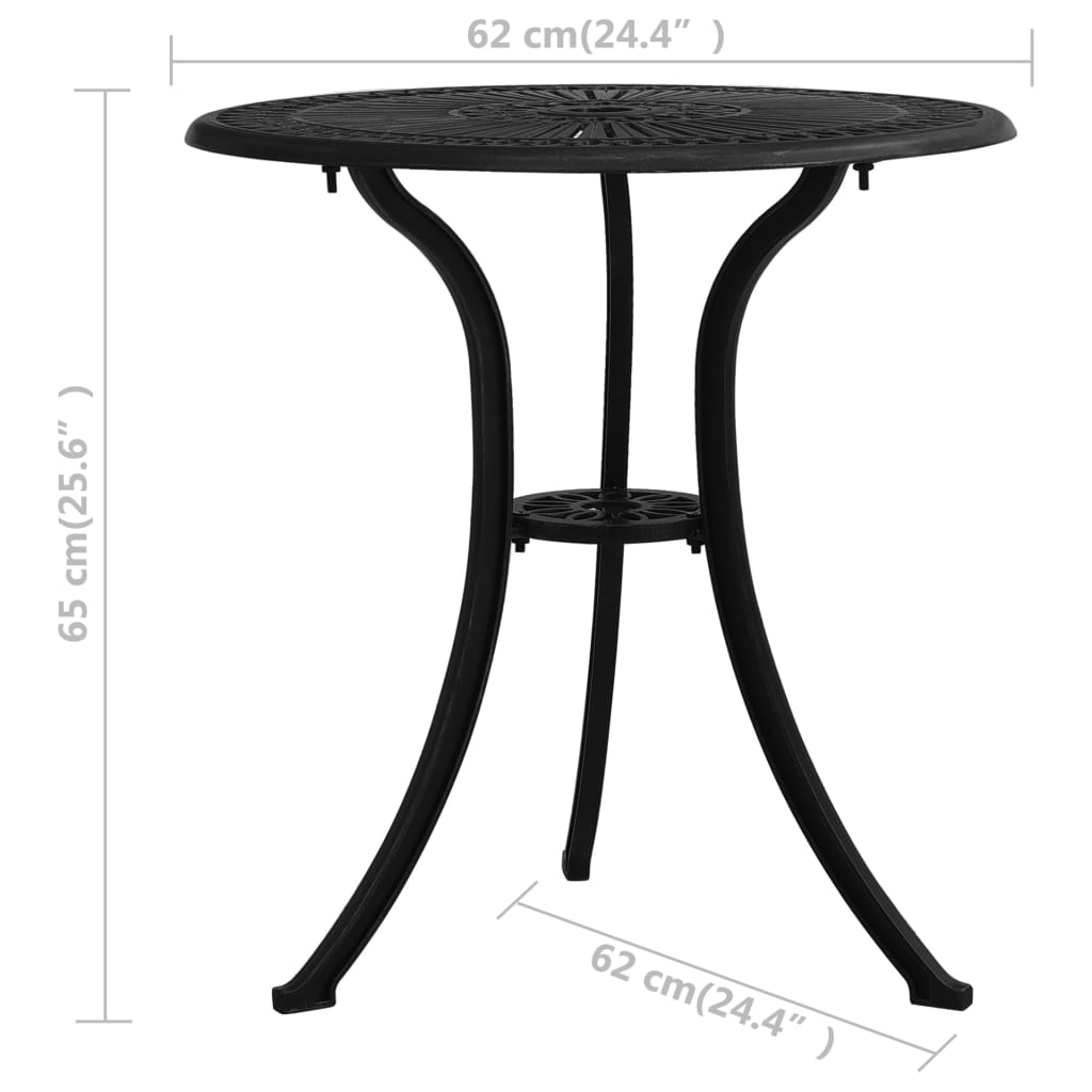 Garden Table | Black | Cast Aluminium | Medium | Decorative Inlays