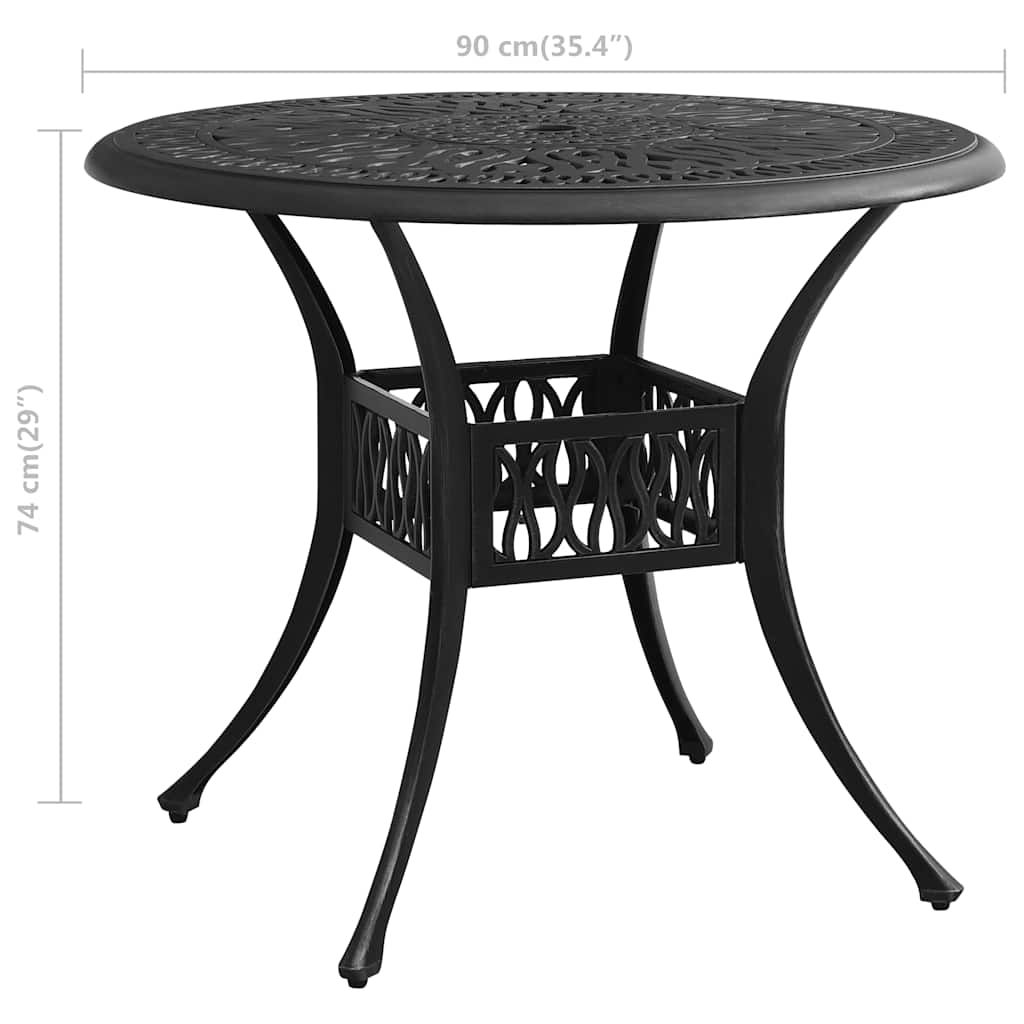315586 vidaXL Garden Table Black 90x90x74 cm Cast Aluminium
