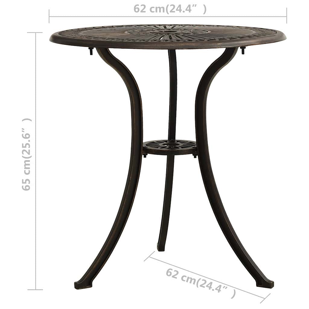 315591 vidaXL 3 Piece Bistro Set Cast Aluminium Bronze