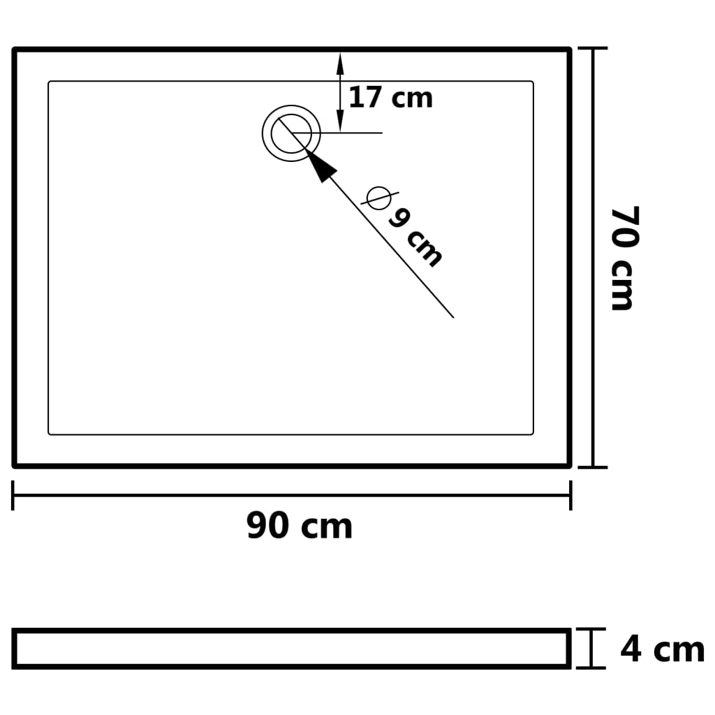 Shower trays 90 x 70 x 4 cm ABS