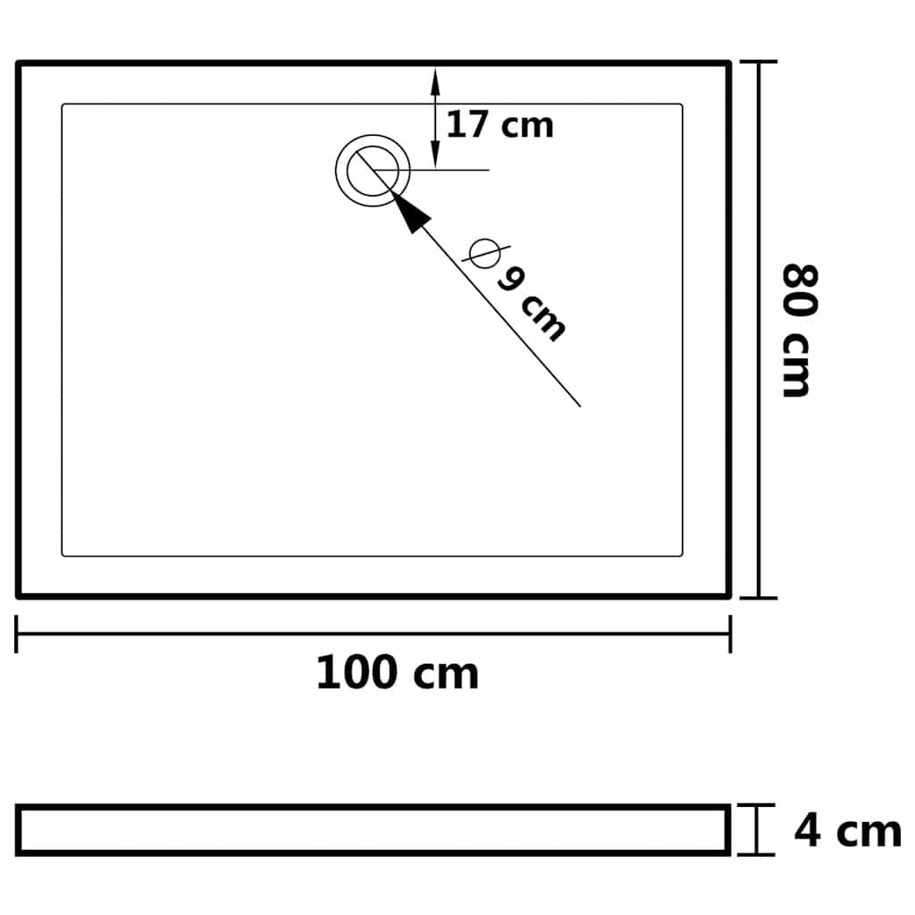 148903 vidaXL Rectangular ABS Shower Base Tray 80x100 cm