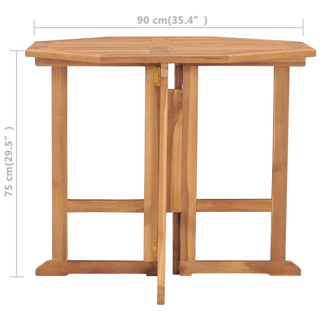 315447 vidaXL Folding Garden Dining Table 90x90x75 cm Solid Teak Wood