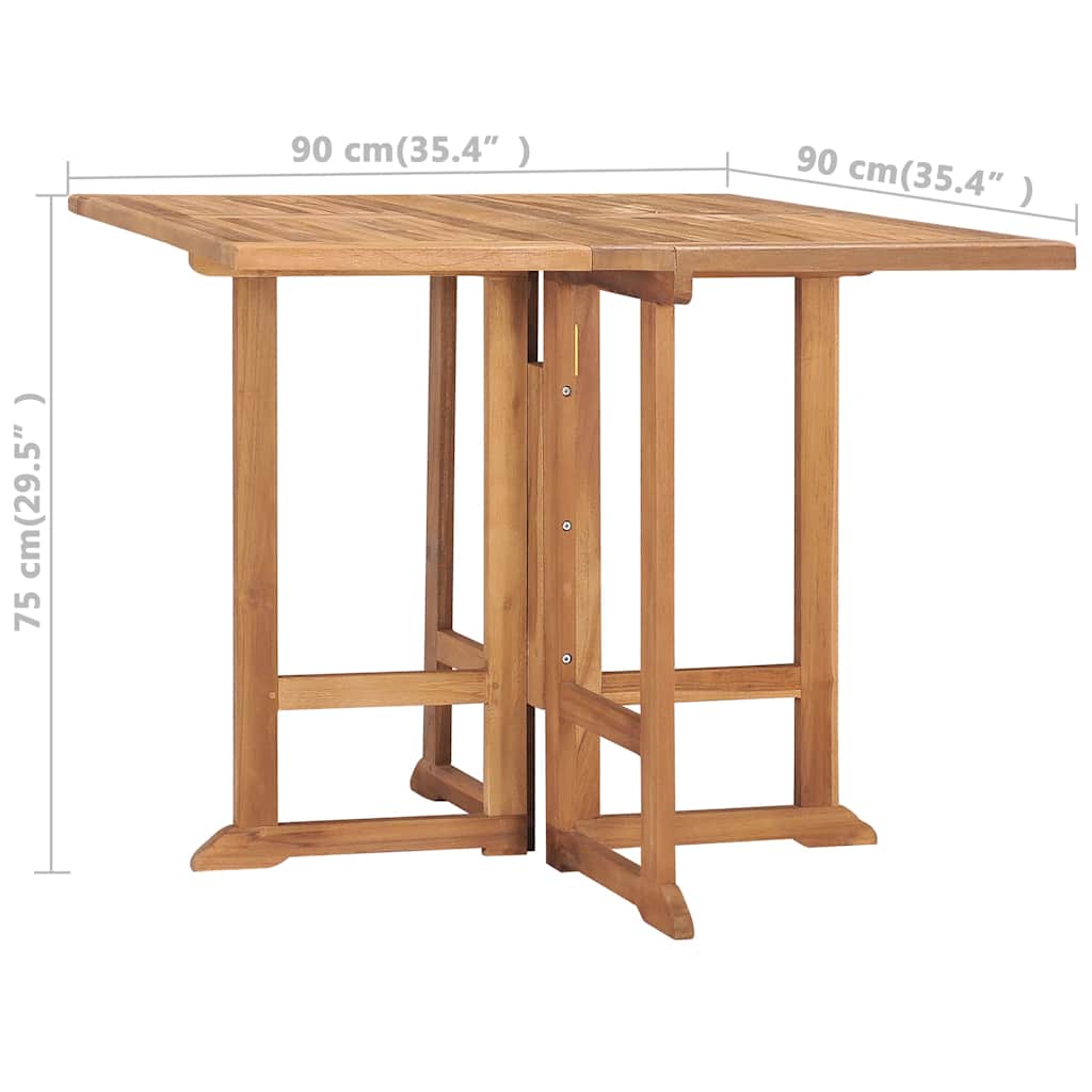 315448 vidaXL Folding Garden Dining Table 90x90x75 cm Solid Teak Wood