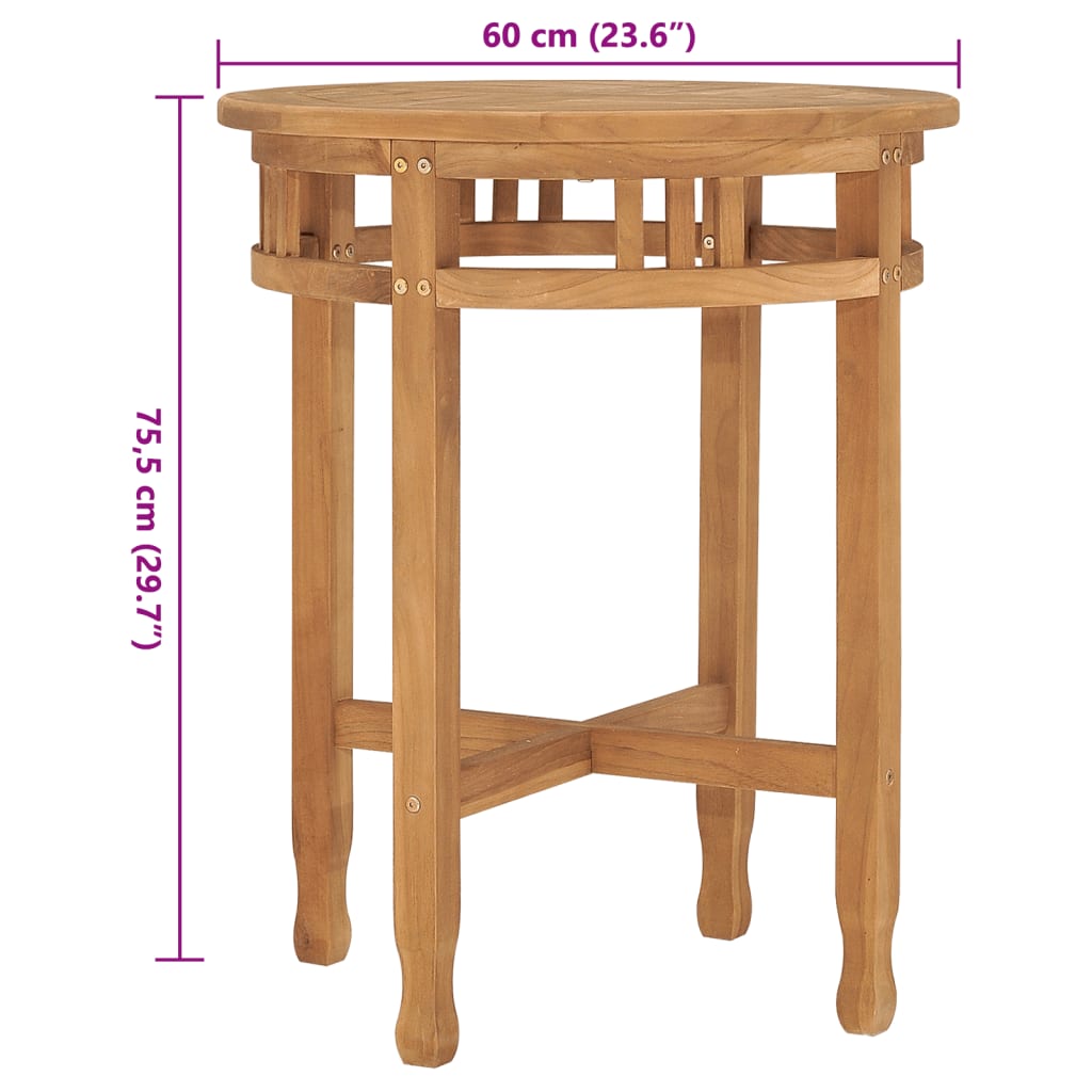 315463 vidaXL Bistro Table Ø60x75,5 cm Solid Teak Wood