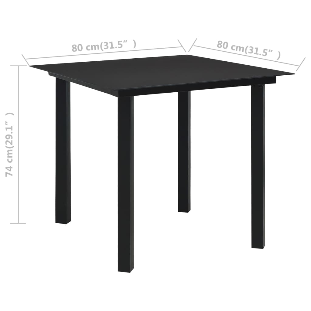 Dining Set | Black | PVC rattan, powder-coated steel, glass