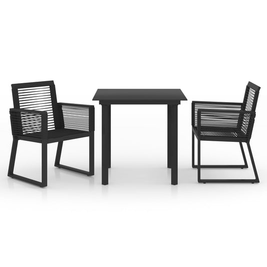 3 Piece Outdoor Dining Set PVC Rattan Black 3 Piece Outdoor Dining Set PVC Rattan Black