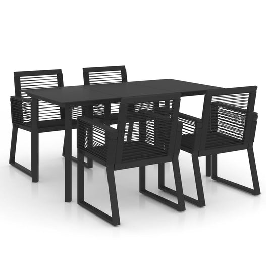 5 Piece Outdoor Dining Set PVC Rattan Black 5 Piece Outdoor Dining Set PVC Rattan Black